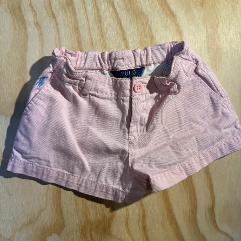 Polo Ralph Lauren Girls Classic Chino Shorts Pink Elastic Waist Bottoms Size 5